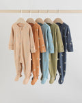 Mineral Blue 100% Cotton Two Way Zip Baby Sleepsuits 5 Pack