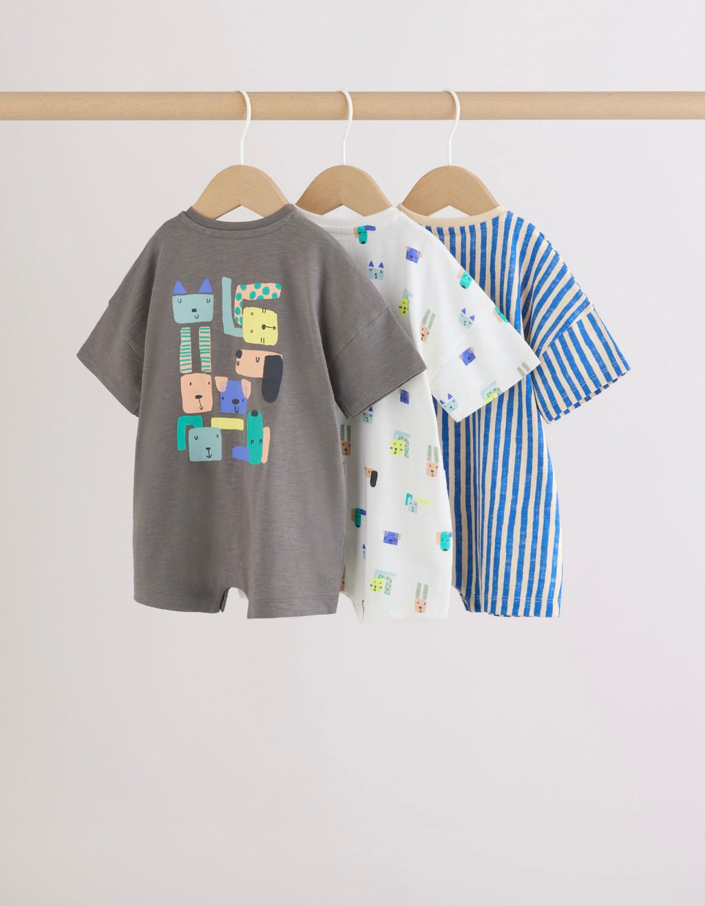 Green Print Jersey Baby Rompers 3 Pack