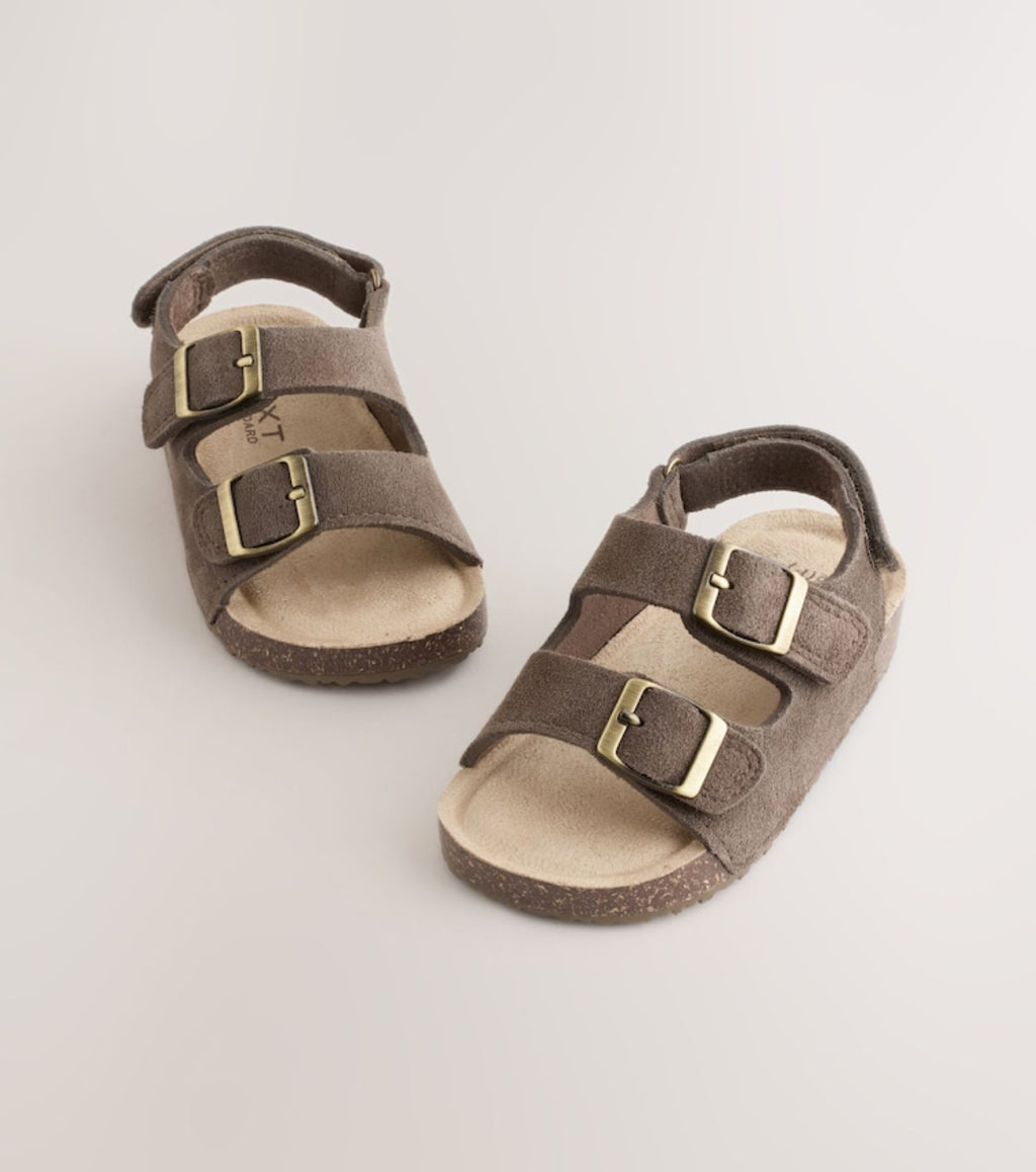 Chocolate Brown Corkbed Double Two Strap Sandals