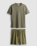 A pair of textured pyjama shorts with a drawstring waistline