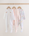 Pink Baby Bunny Sleepsuits 3 Pack