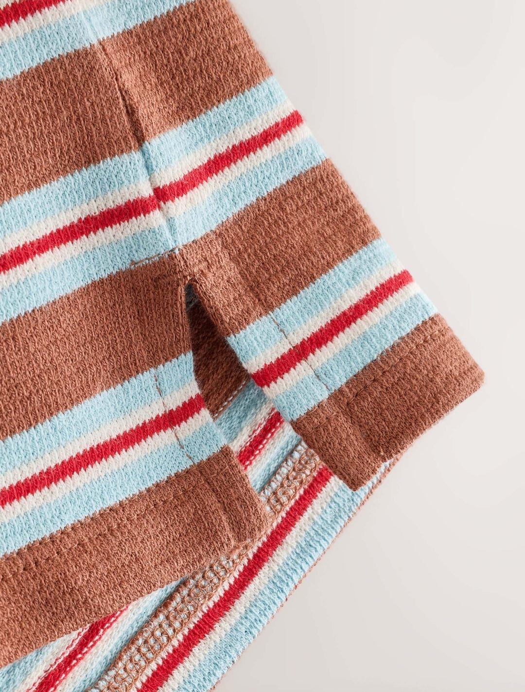 Brown Stripe Textured Long Sleeve Top