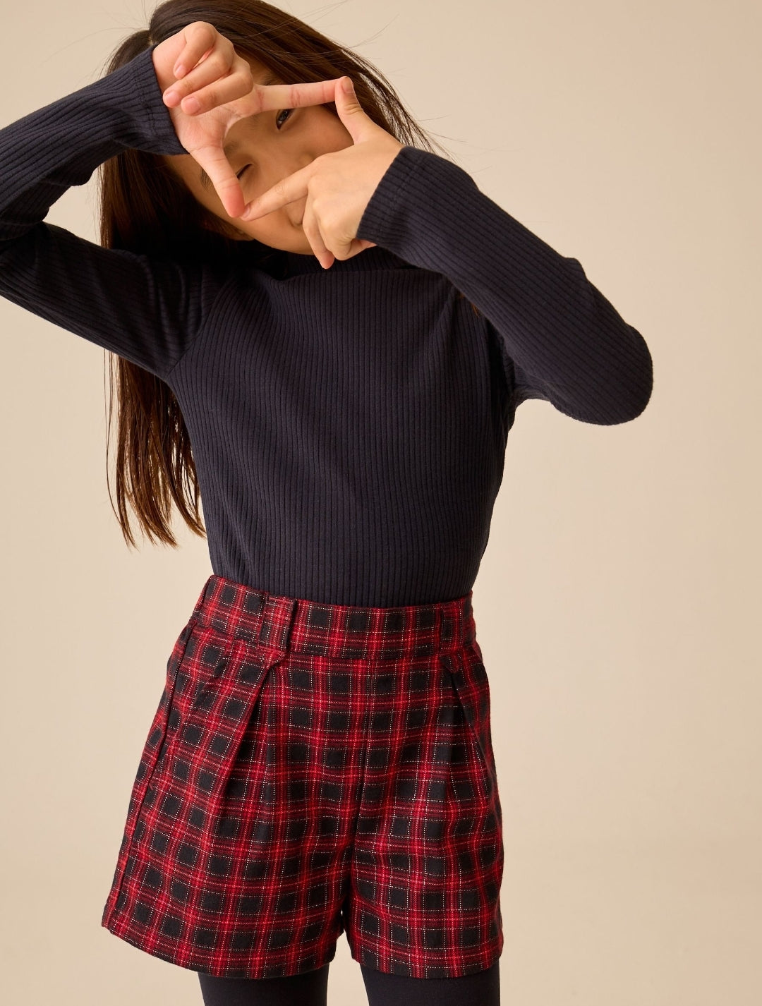 Black Long Sleeve Roll Neck Rib Top