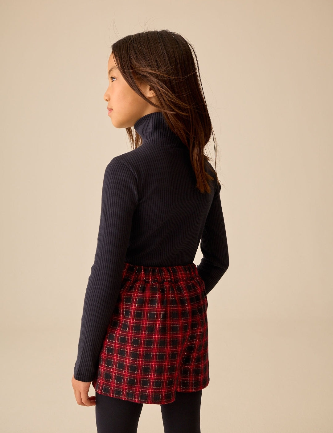 Black Long Sleeve Roll Neck Rib Top