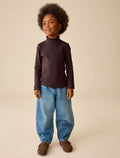 Chocolate Brown Long Sleeve Roll Neck Rib Top