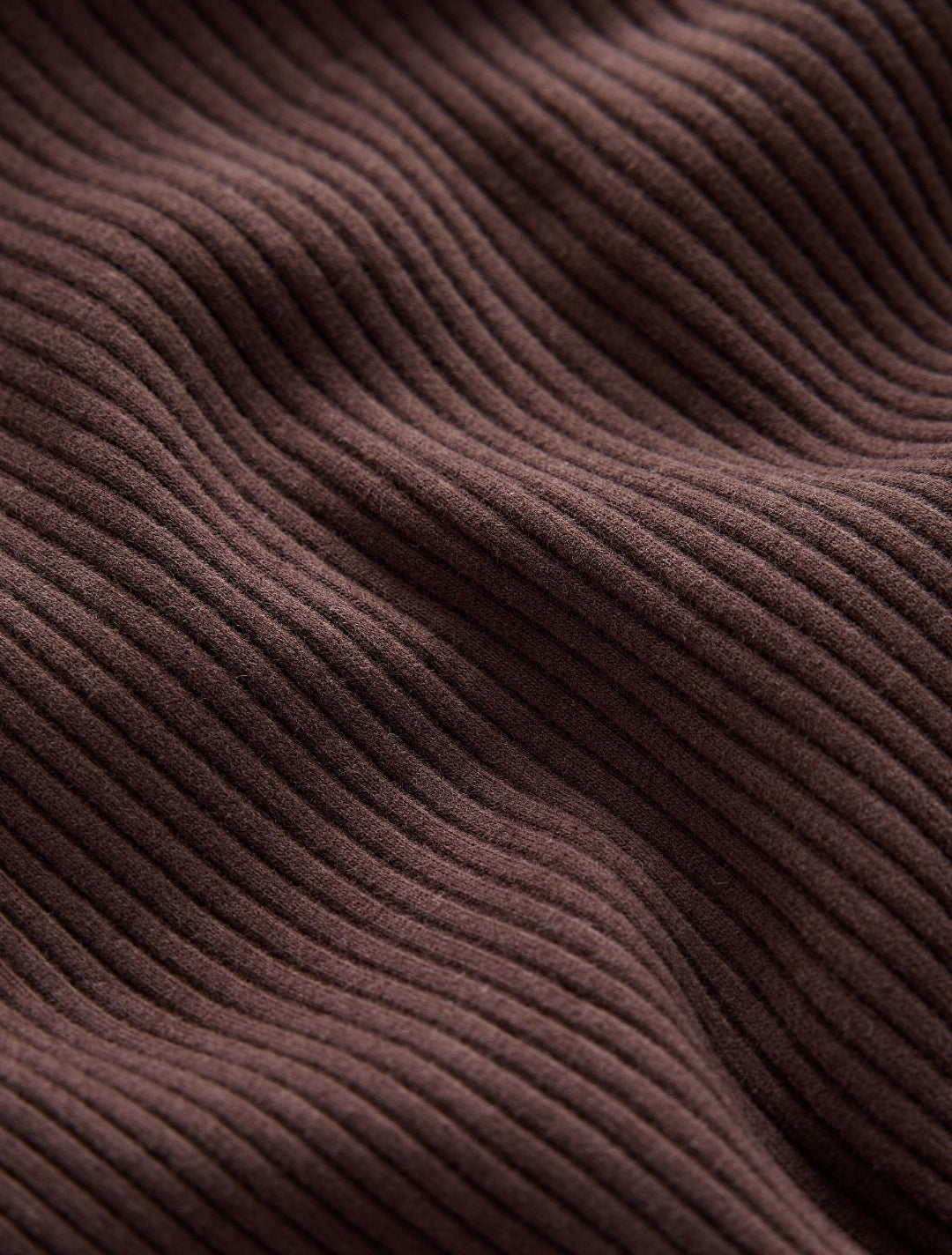 Chocolate Brown Long Sleeve Roll Neck Rib Top