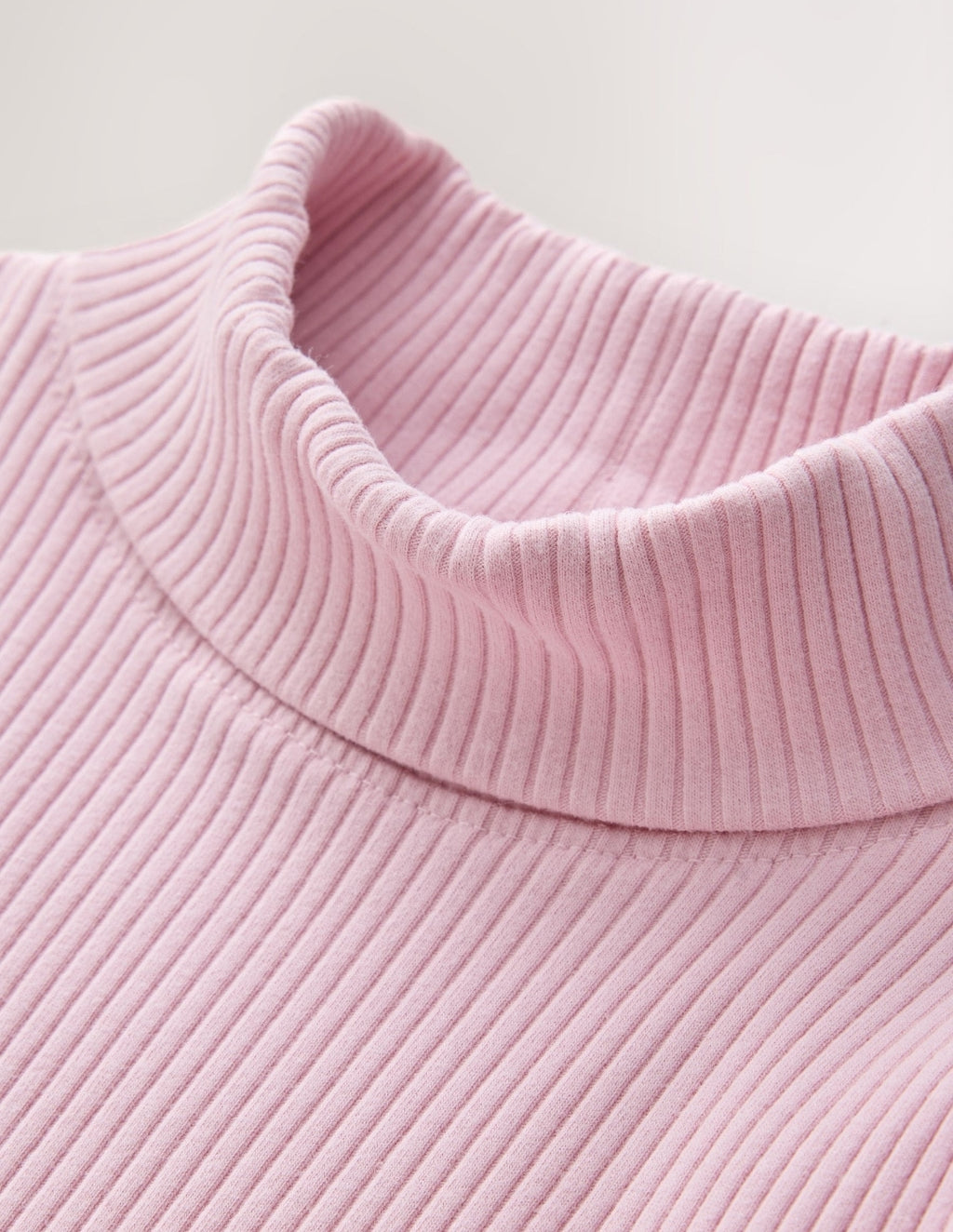 Pink Long Sleeve Roll Neck Rib Top