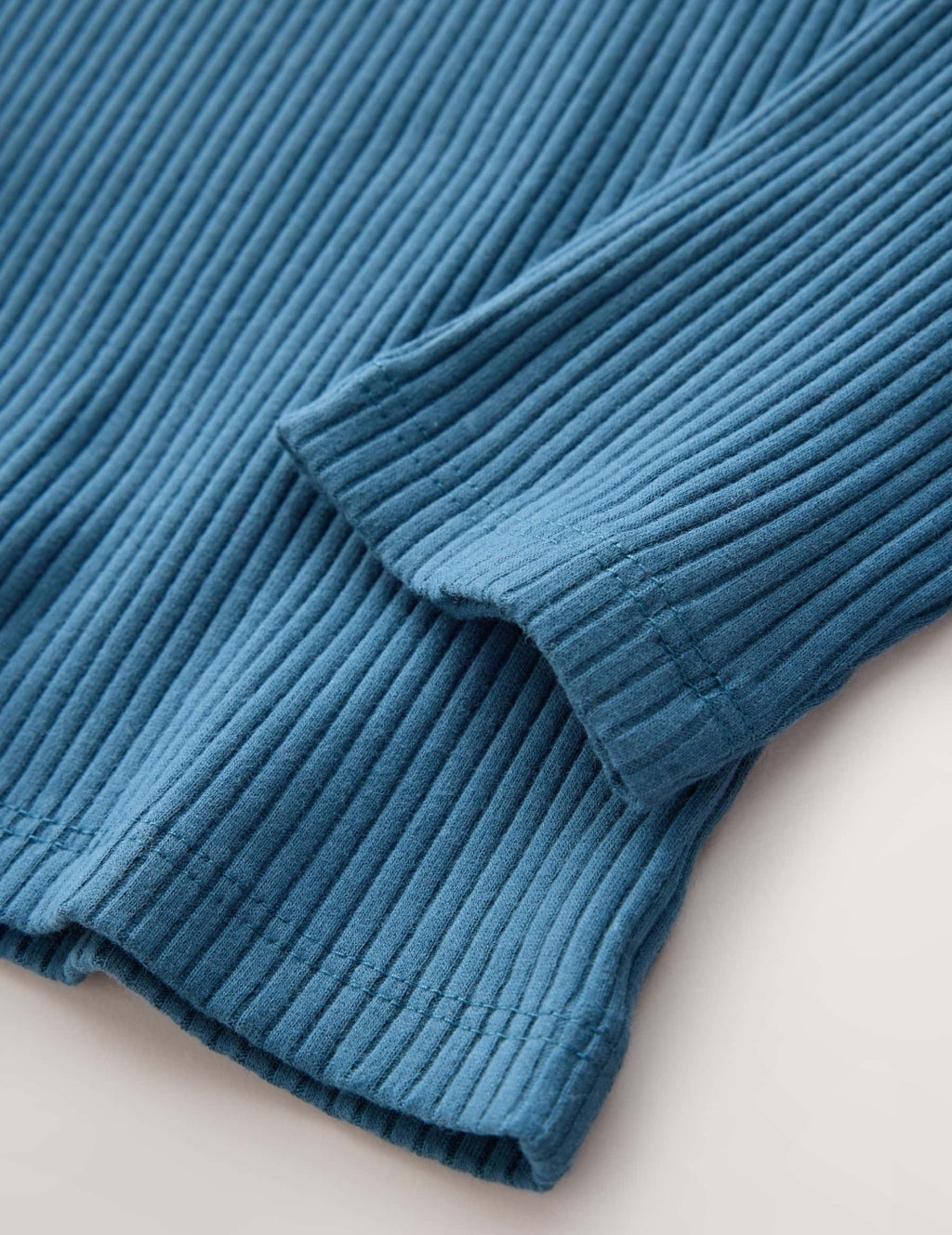 Teal Blue Long Sleeve Roll Neck Rib Top