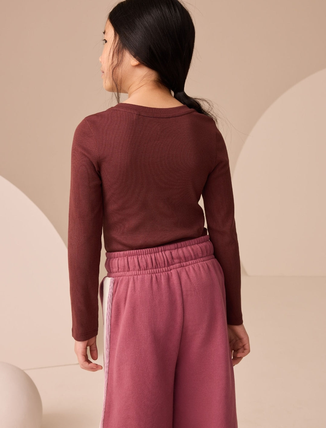 Chocolate Brown Long Sleeve Ribbed Top