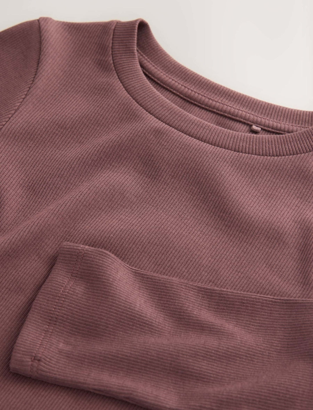 Chocolate Brown Long Sleeve Ribbed Top