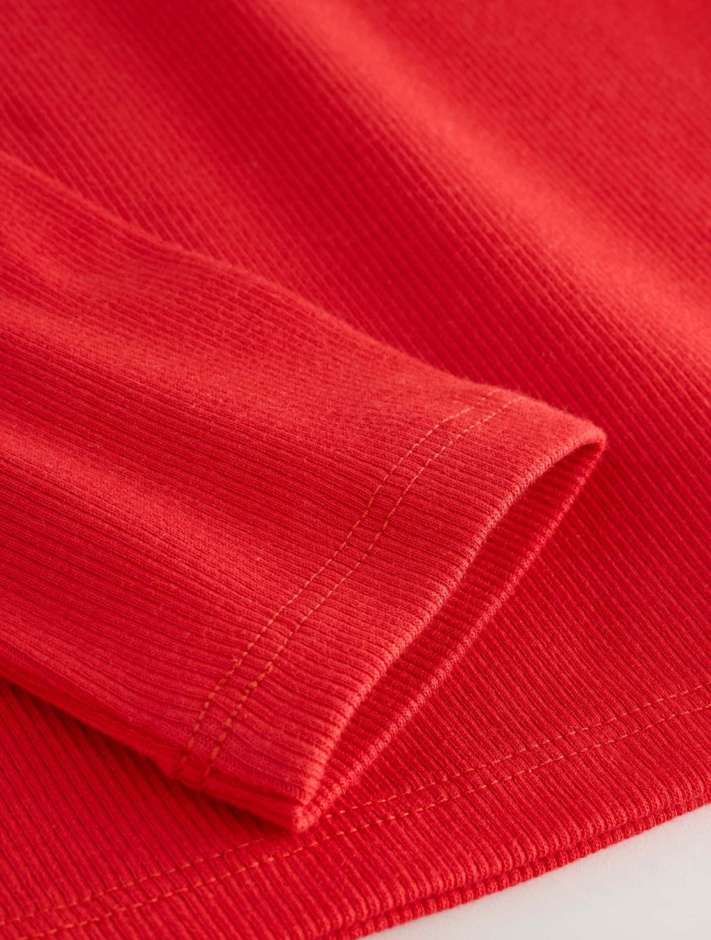 Red Long Sleeve Ribbed Top