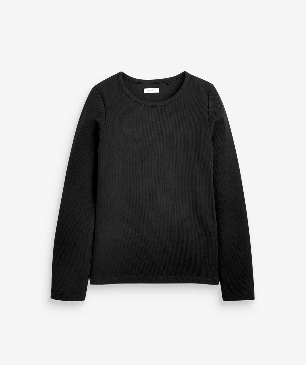 Black Long Sleeve Ribbed Top