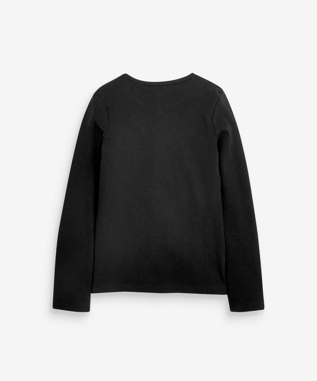 Black Long Sleeve Ribbed Top