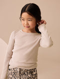 Neutral Long Sleeve Ribbed Top