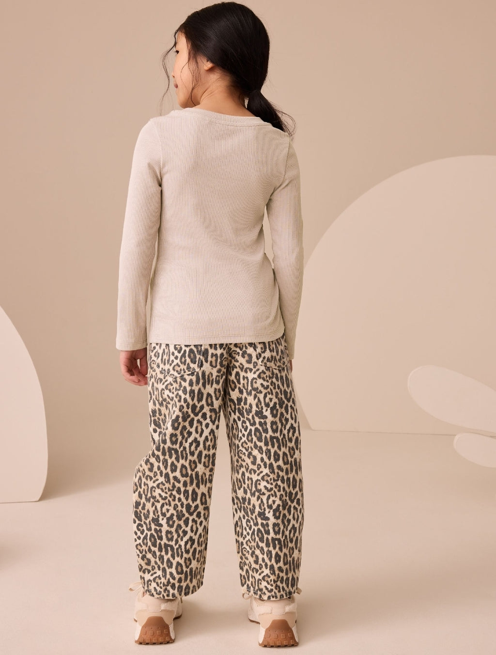 Neutral Long Sleeve Ribbed Top