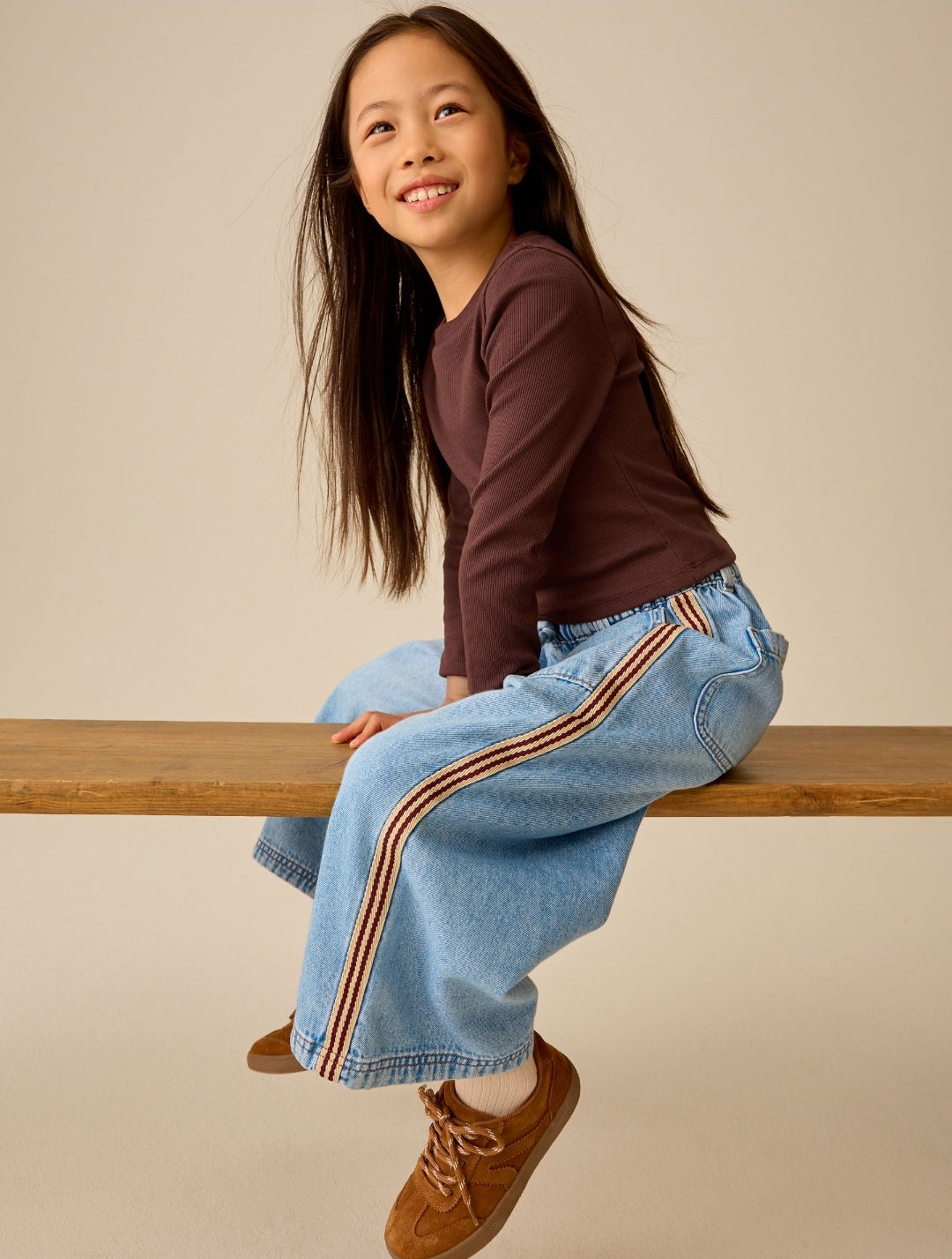 Chocolate Brown Fitted Long Sleeve Rib Top