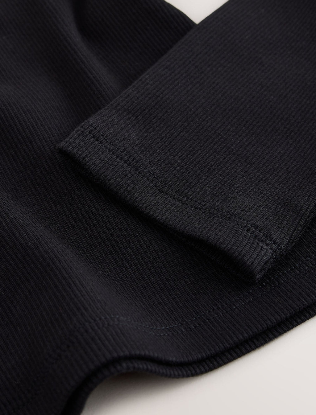 Black Fitted Long Sleeve Rib Top