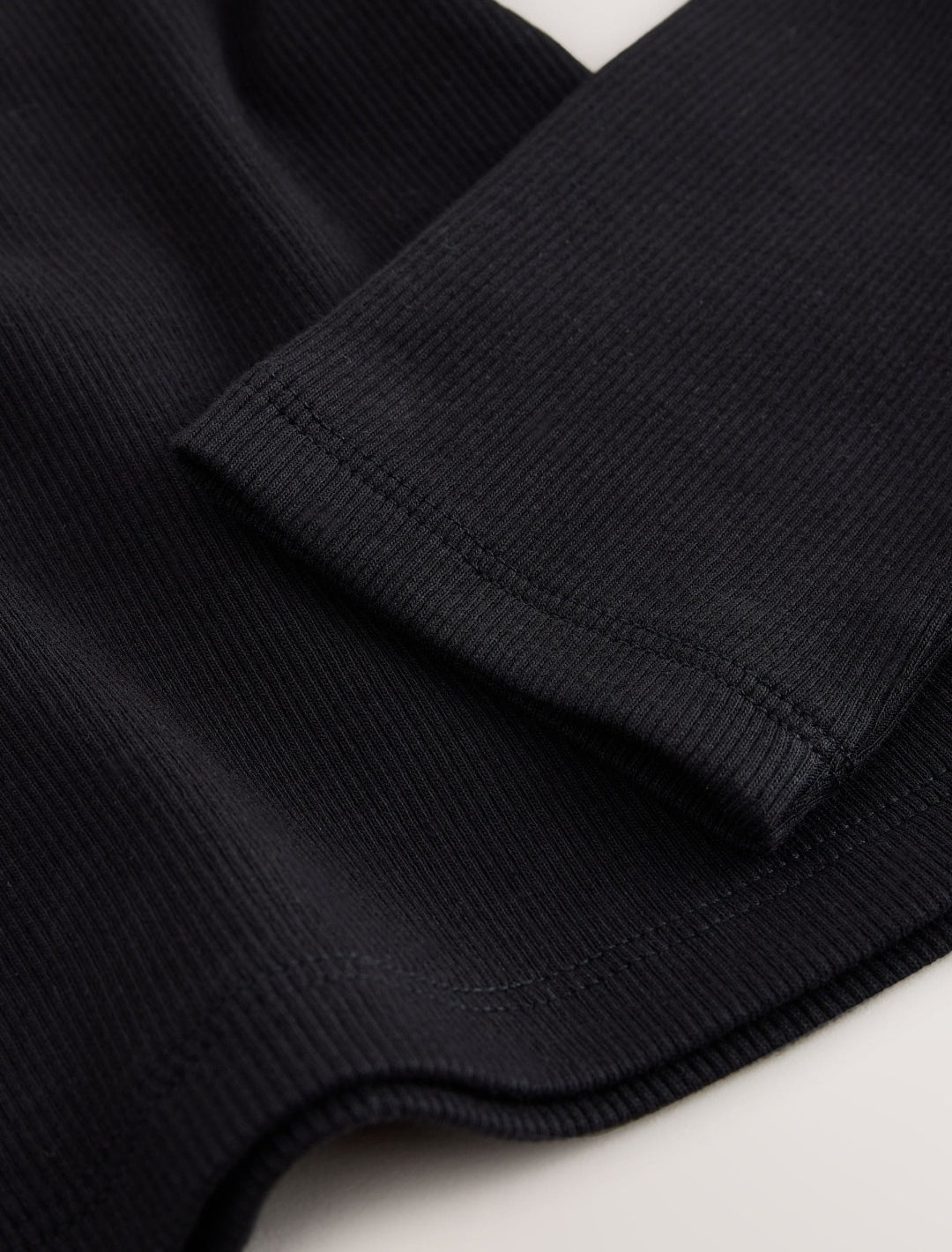 Black Fitted Long Sleeve Rib Top