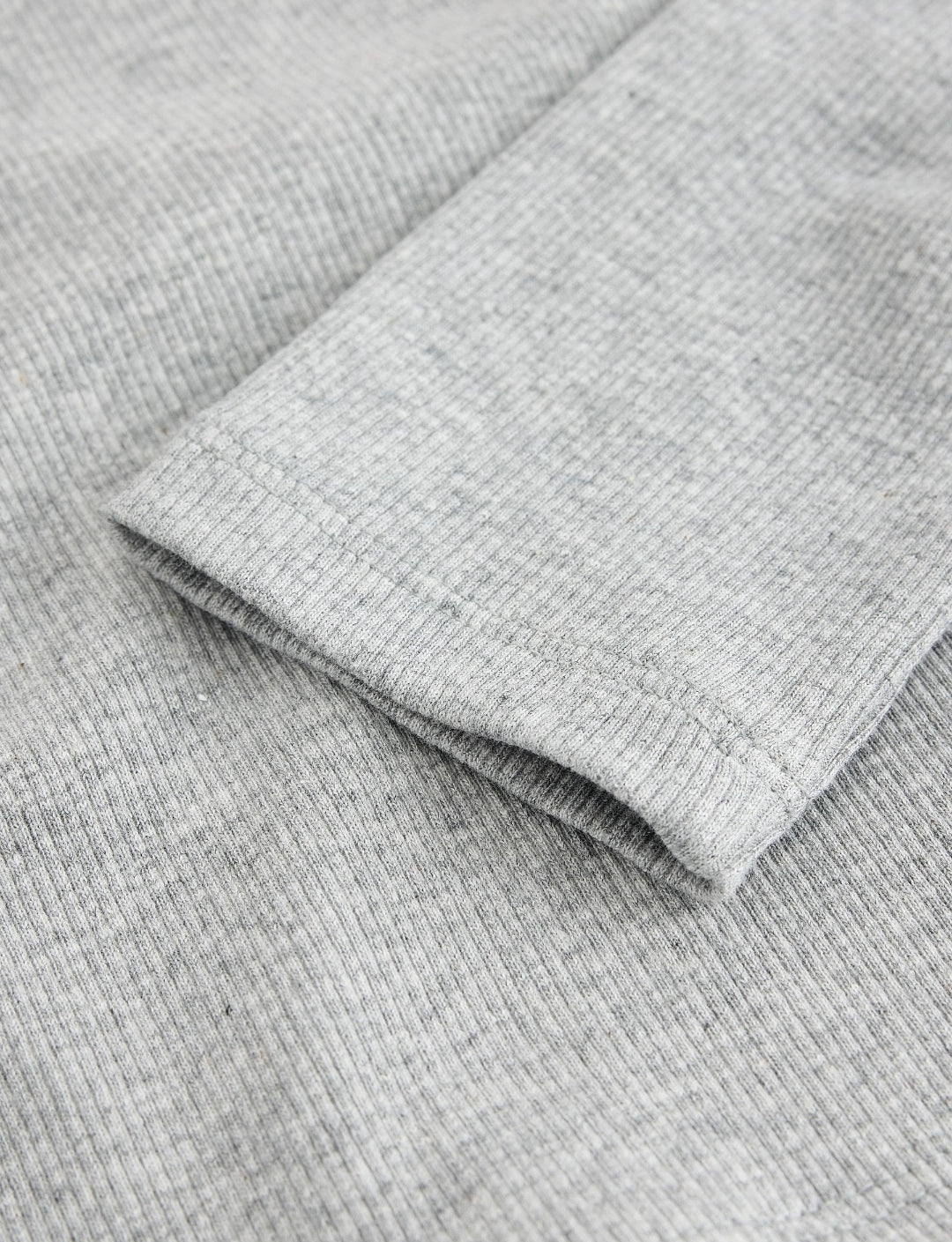 Grey Marl Fitted Long Sleeve Rib Top