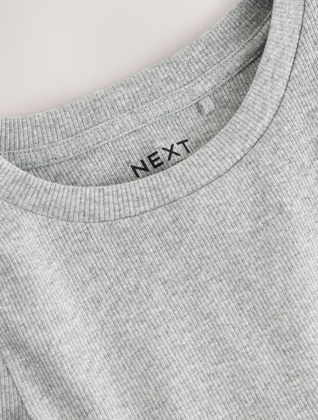 Grey Marl Fitted Long Sleeve Rib Top