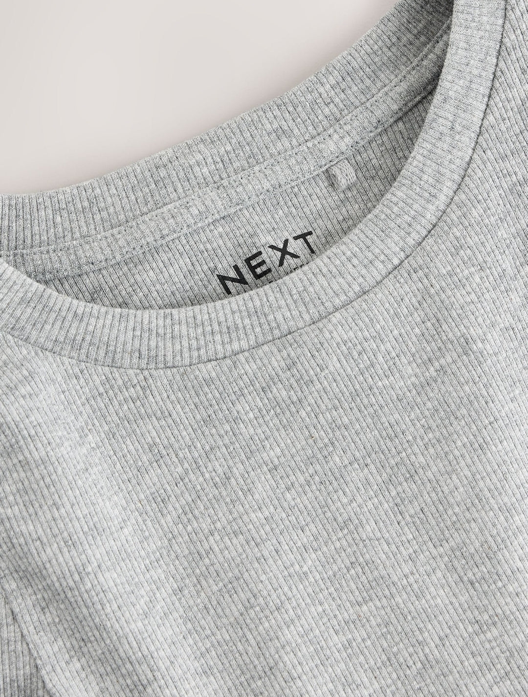 Grey Marl Fitted Long Sleeve Rib Top