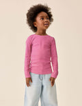 Dark Pink Long Sleeve Ribbed Top
