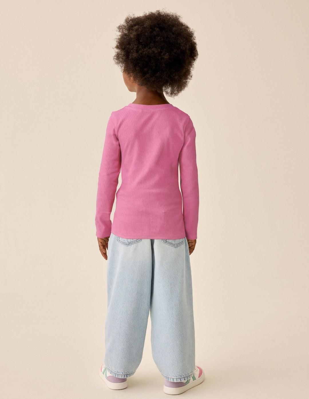 Dark Pink Long Sleeve Ribbed Top