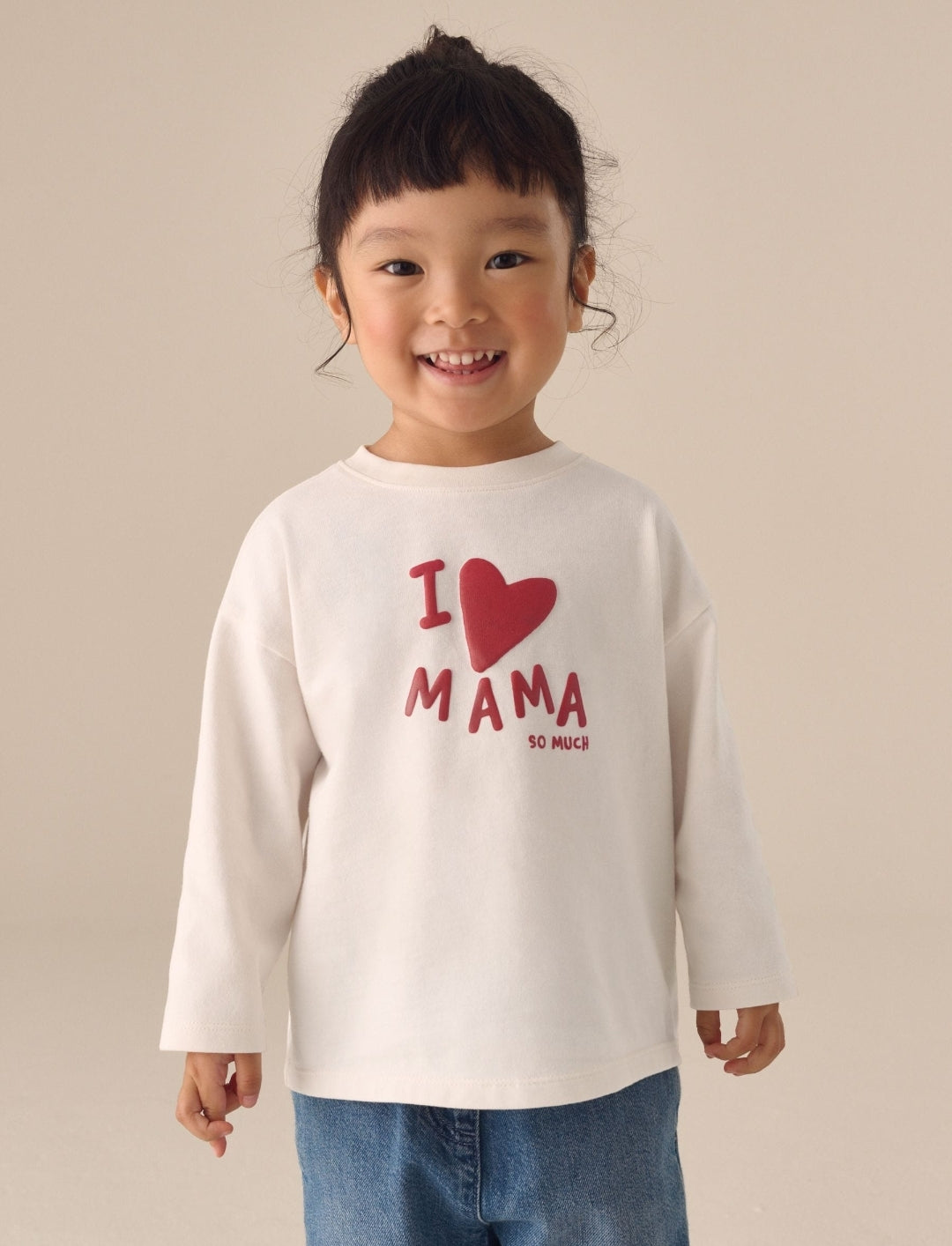 Ecru White Mama Long Sleeve Slogan Top
