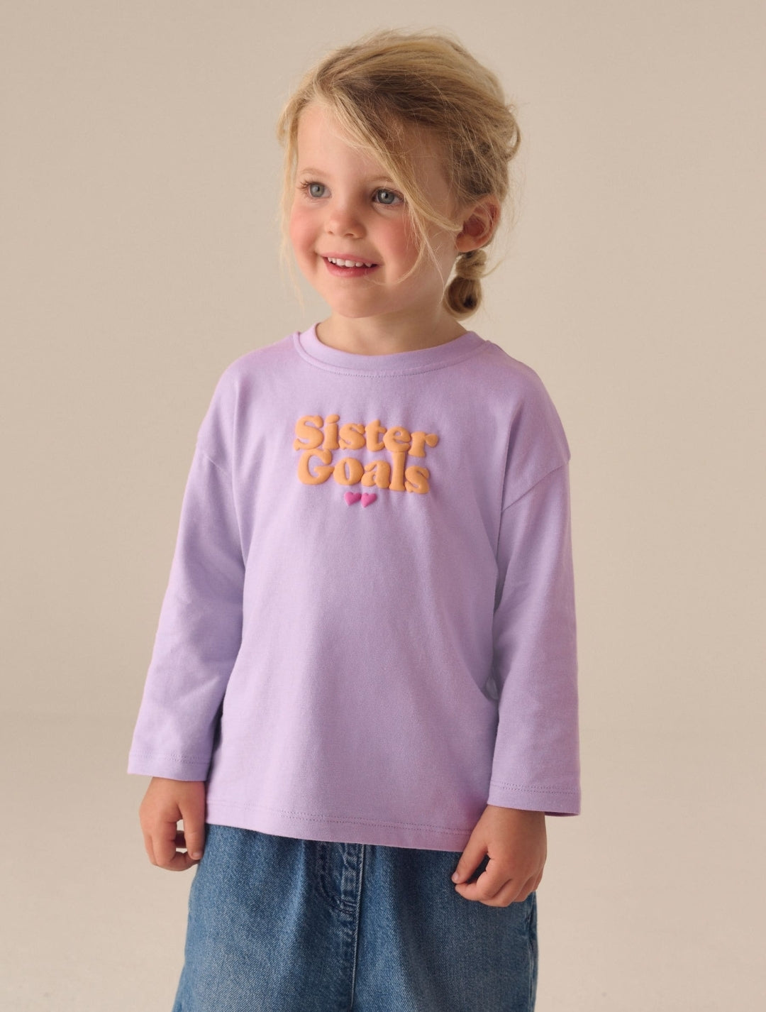 Purple Long Sleeve Slogan Top