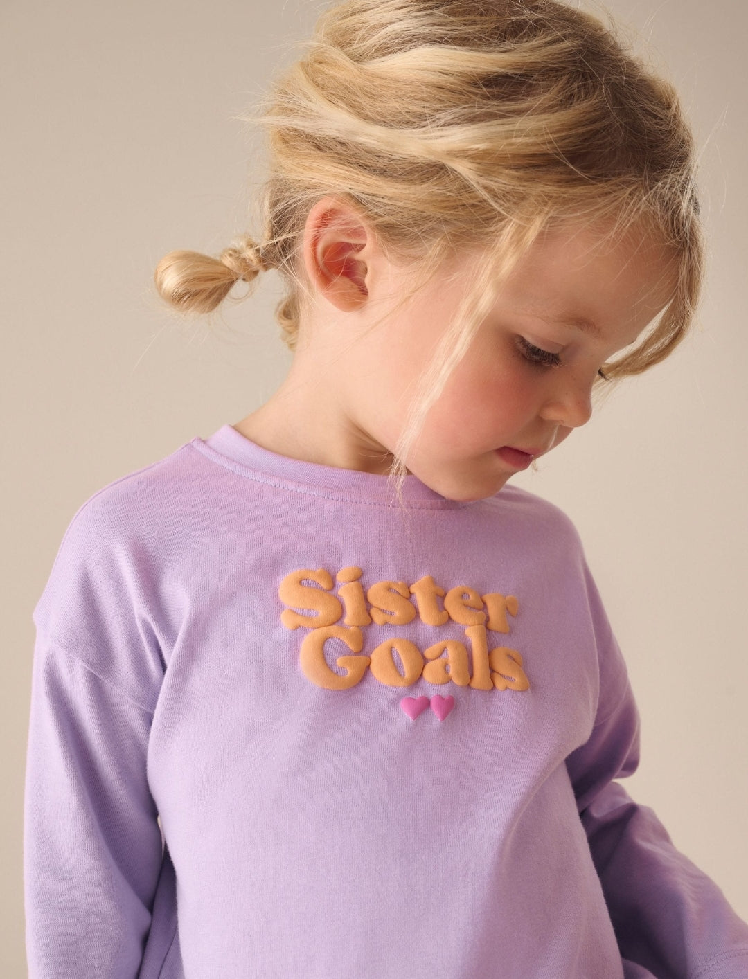Purple Long Sleeve Slogan Top