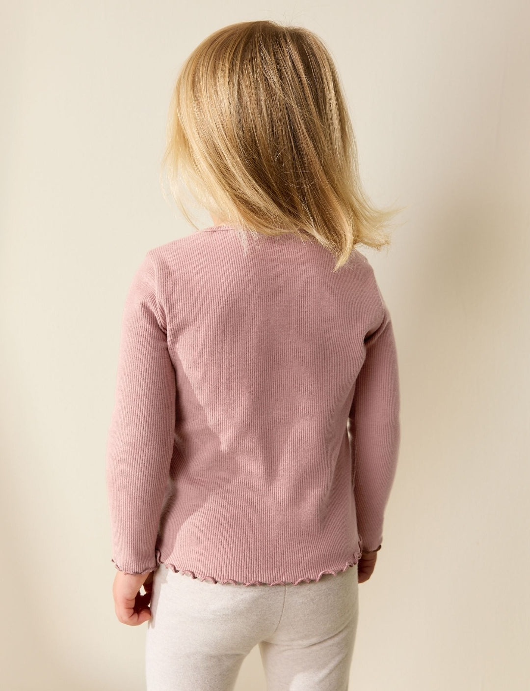 Pink Bunny Long sleeve Embroidered Ribbed Top