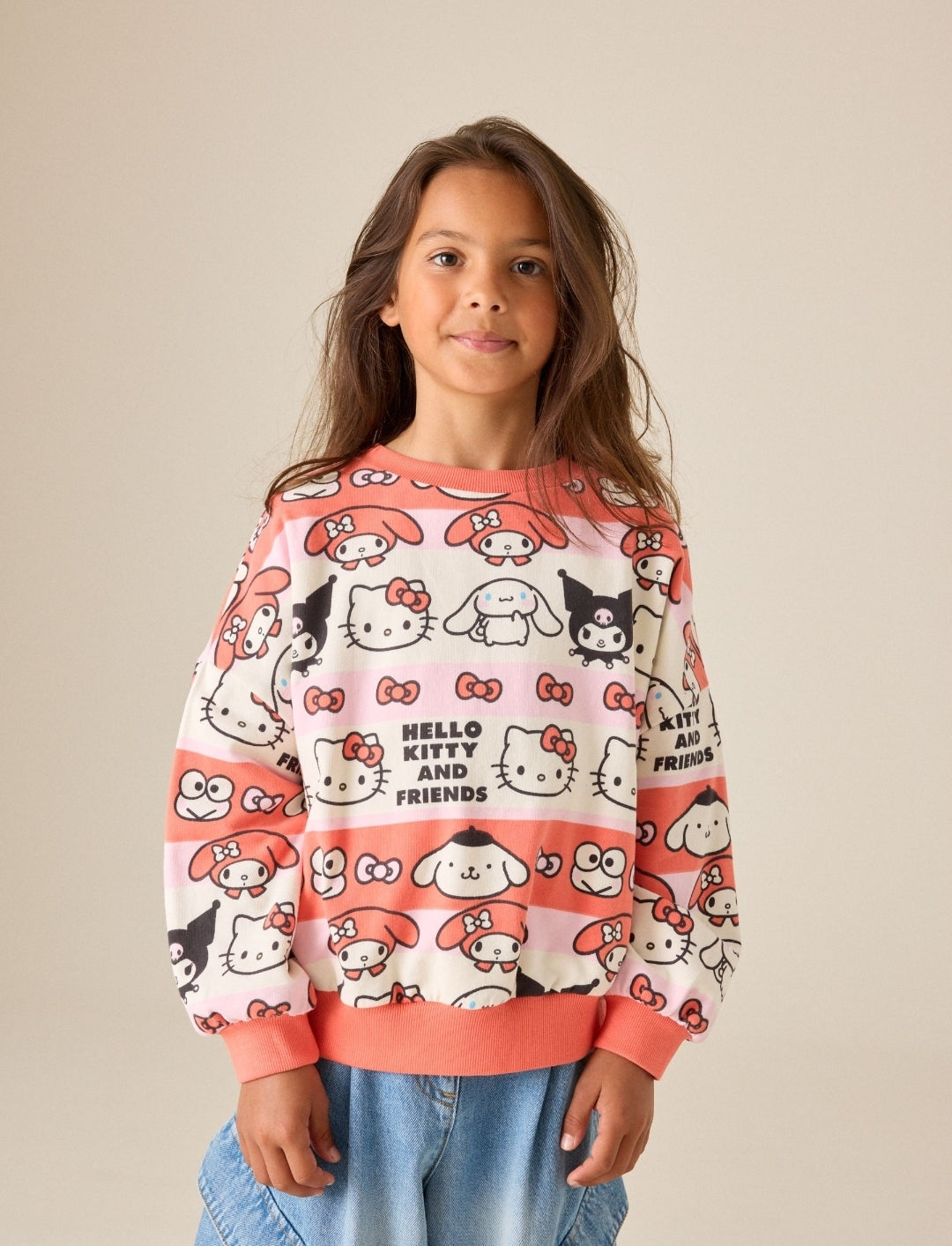 Red Stripe Hello Kitty Printed Sweatshirt