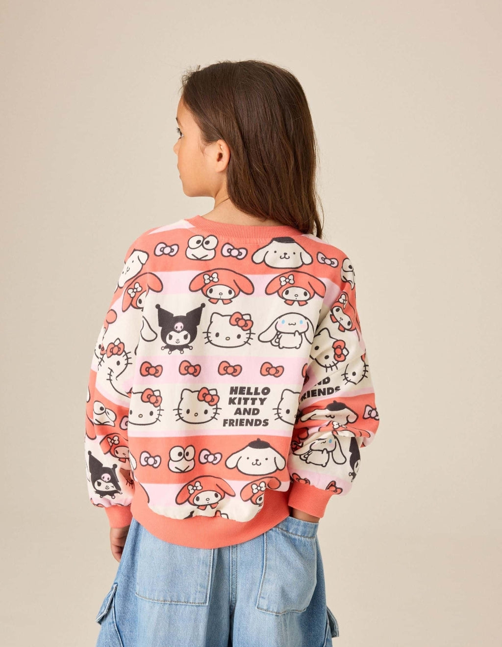 Red Stripe Hello Kitty Printed Sweatshirt