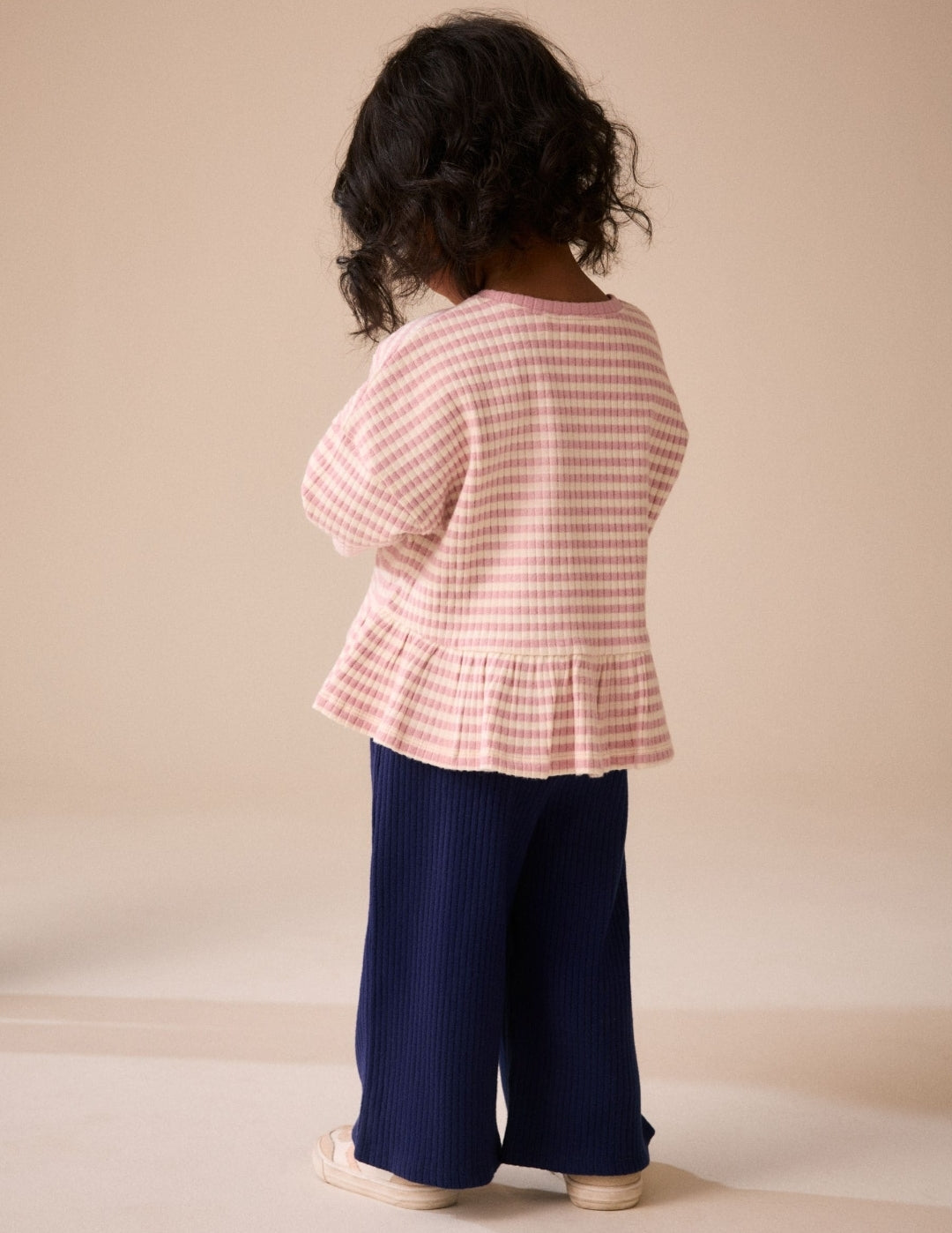 Neutral Pink Ribbed Peplum Tops 3 Pack
