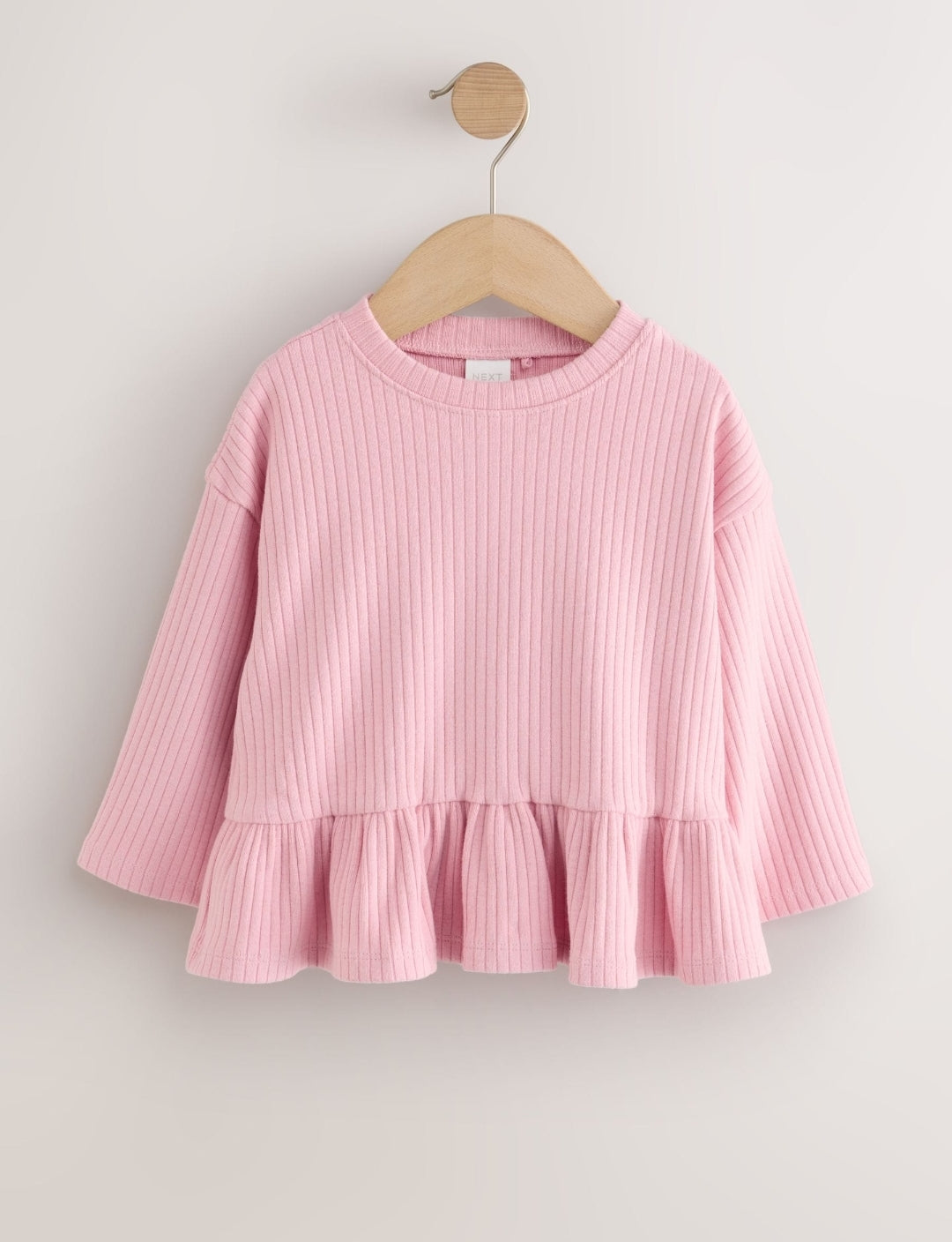 Neutral Pink Ribbed Peplum Tops 3 Pack