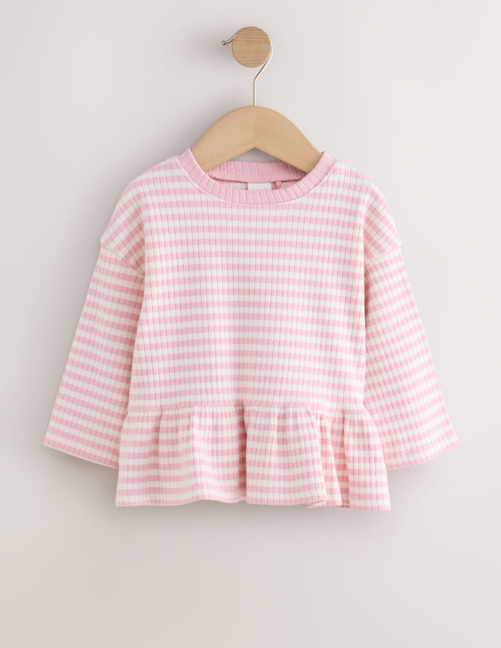 Neutral Pink Ribbed Peplum Tops 3 Pack
