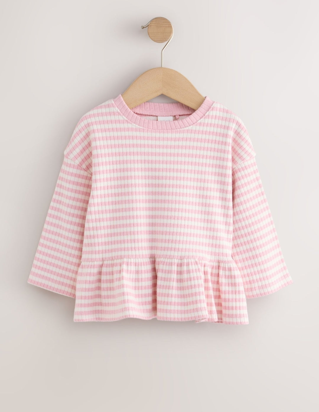 Neutral Pink Ribbed Peplum Tops 3 Pack