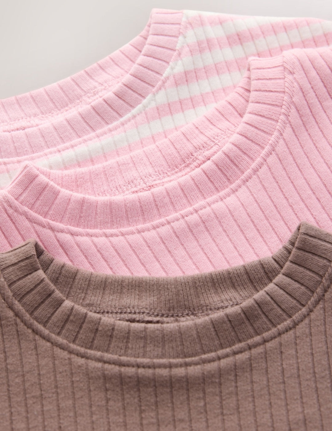 Neutral Pink Ribbed Peplum Tops 3 Pack