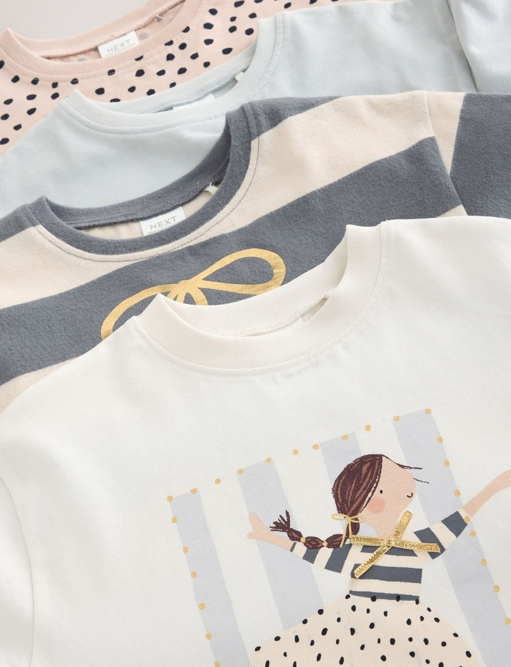 Stripe/Ballet Long Sleeve T-Shirts 4 Pack