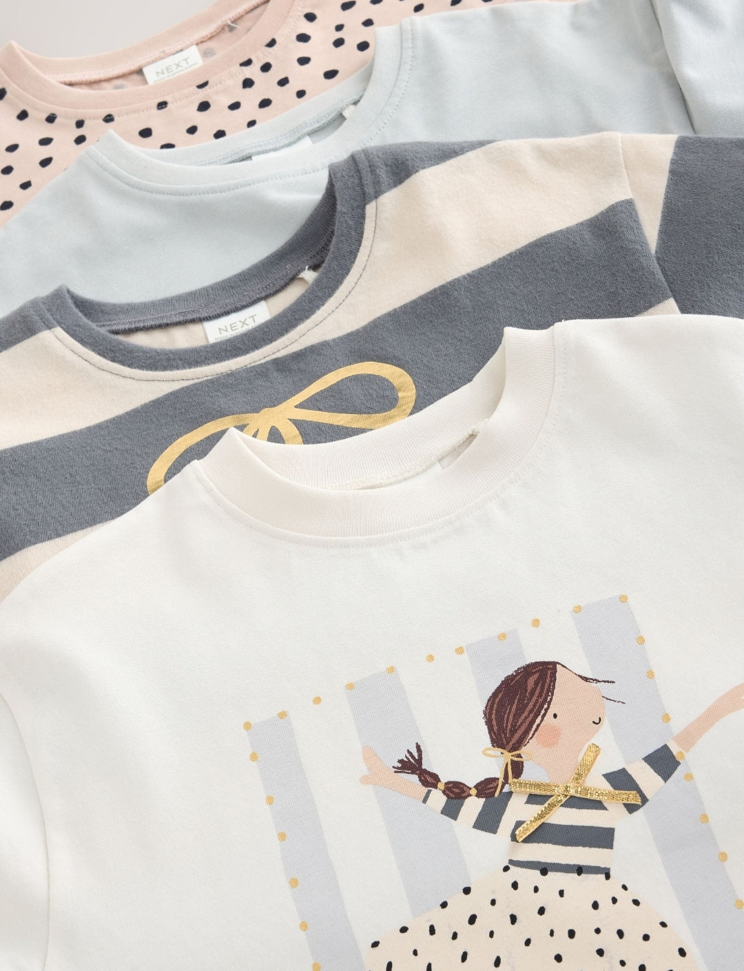 Stripe/Ballet Long Sleeve T-Shirts 4 Pack