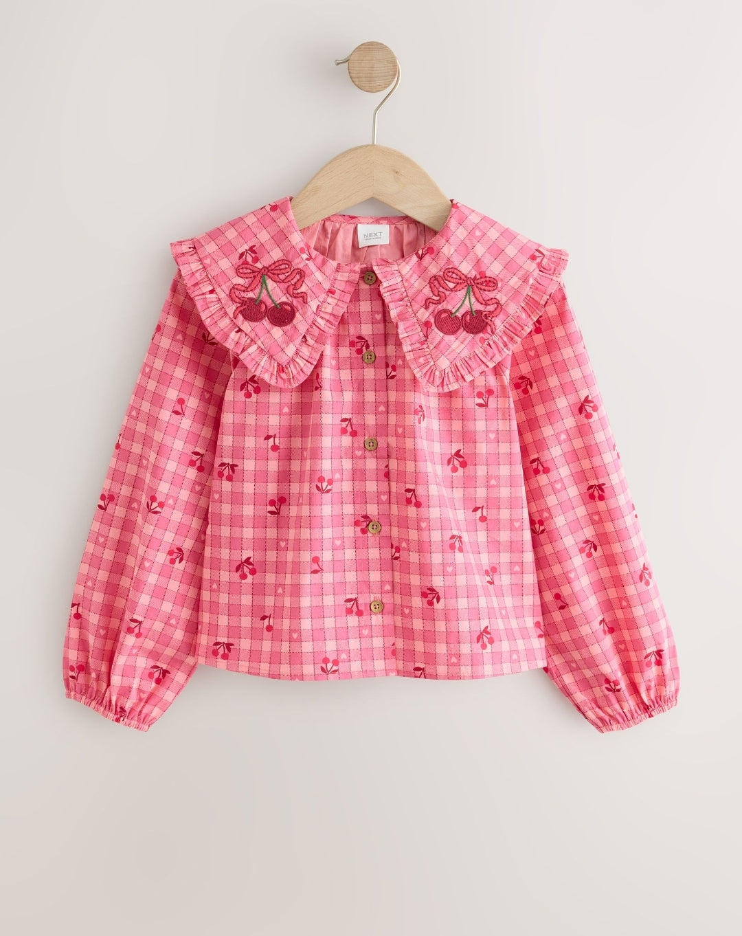 Pink Gingham Cherry Blouse