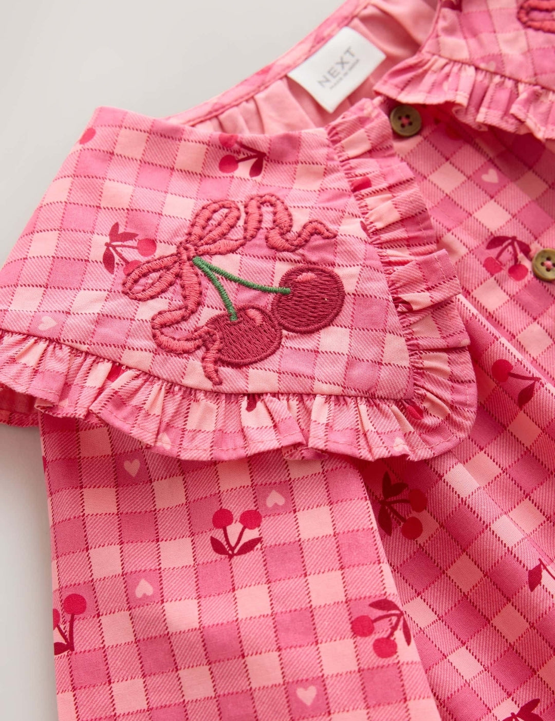 Pink Gingham Cherry Blouse