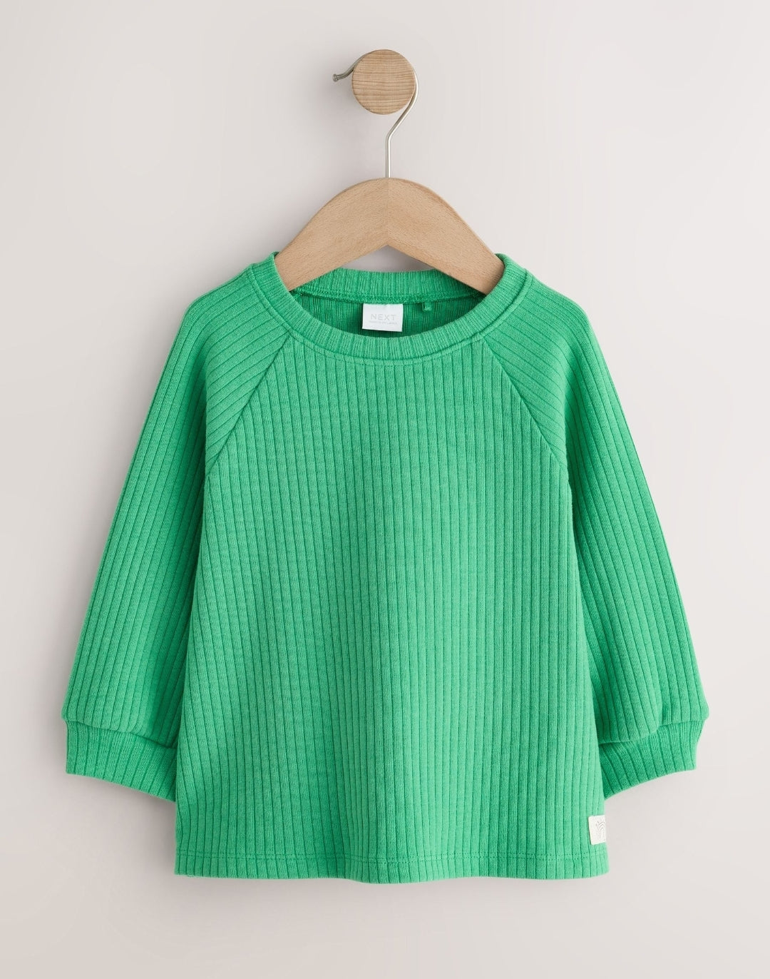 Pink/Green Ribbed Long Sleeve Raglan Top