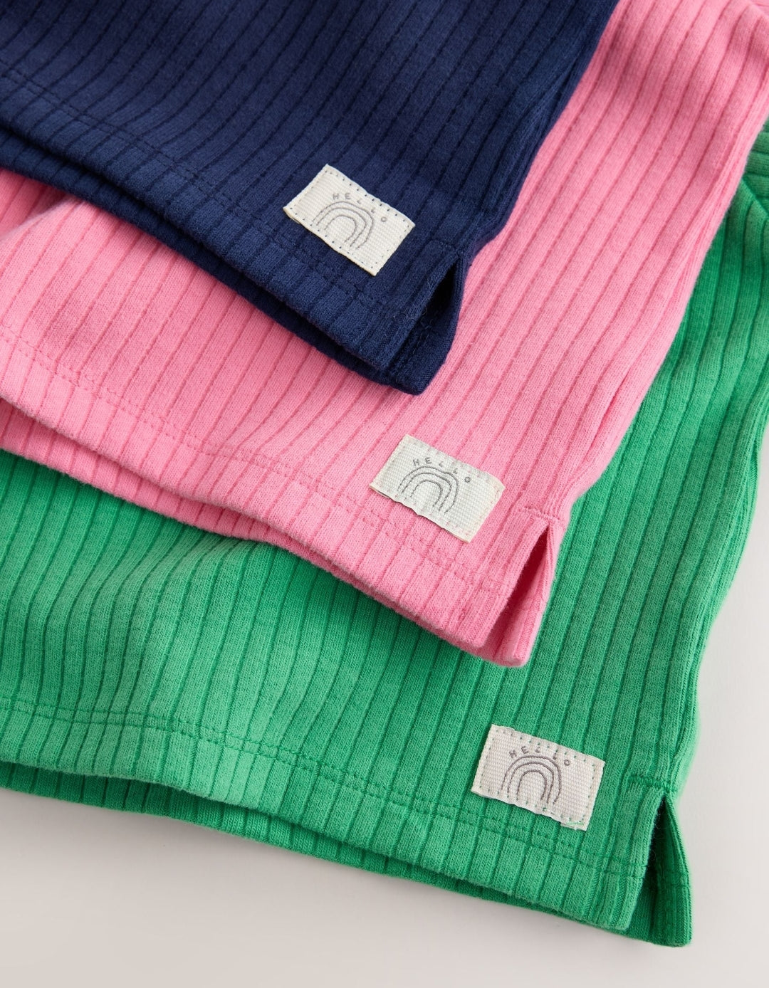 Pink/Green Ribbed Long Sleeve Raglan Top