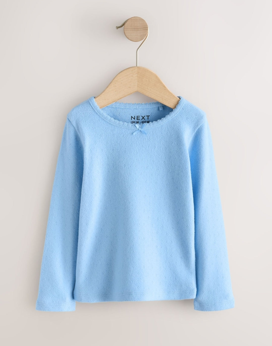 Blue/ Ecru/ Green Long Sleeve Pointelle Tops 3 Pack