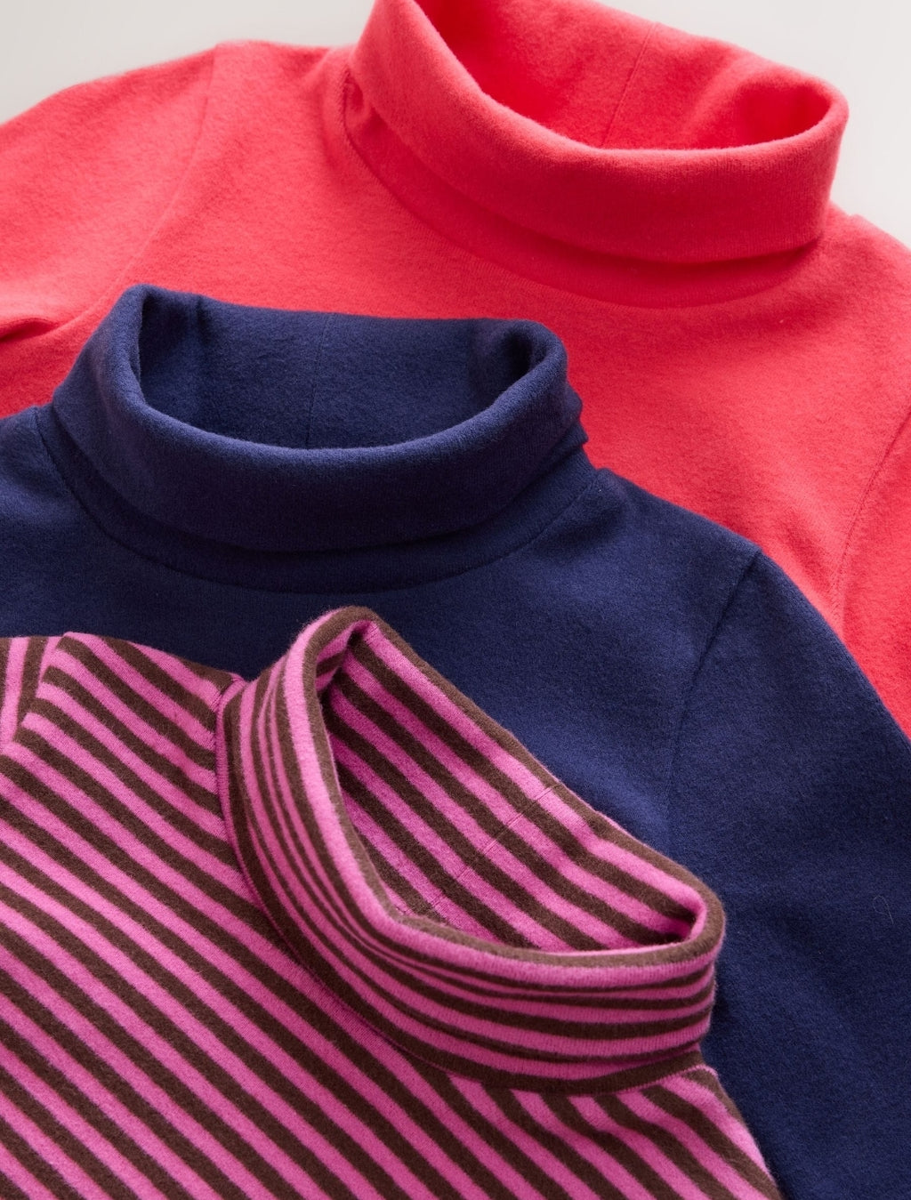 Navy/ Grey/ Purple Long Sleeve Roll NeckTops3Pack