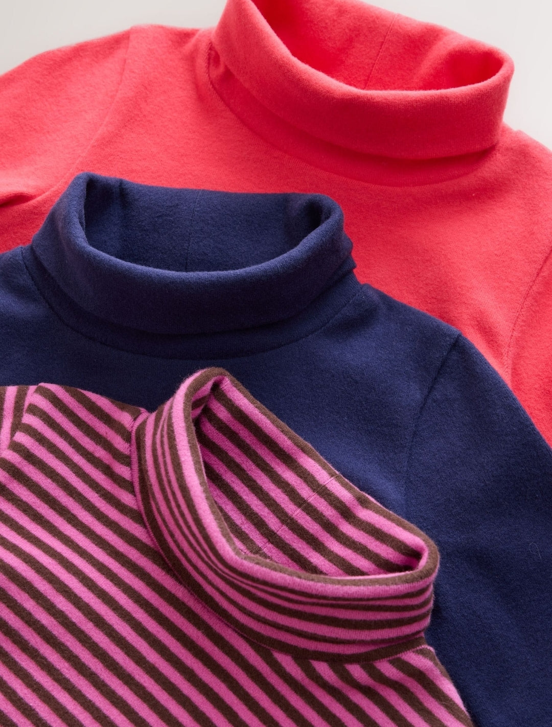 Navy/ Grey/ Purple Long Sleeve Roll NeckTops3Pack