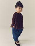 Brown Long Sleeve Mesh Hem Top