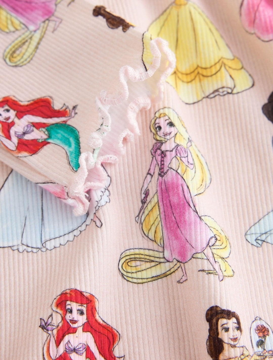 Pink Disney Princesses Long Sleeve Ribbed Top