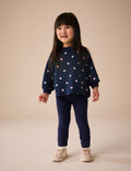 Navy Spot Long Sleeve Ribbed Raglan
Top
